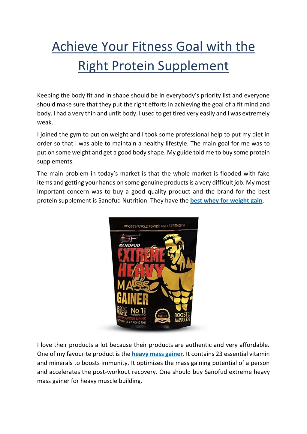 achieve your fitness goal with the right protein