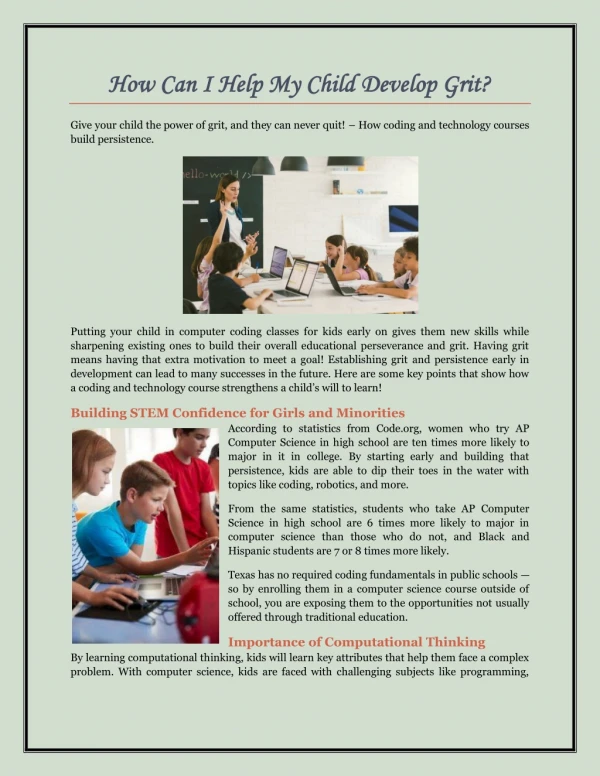how can i help my child develop grit
