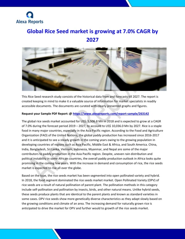 Rice Seed Market to 2027