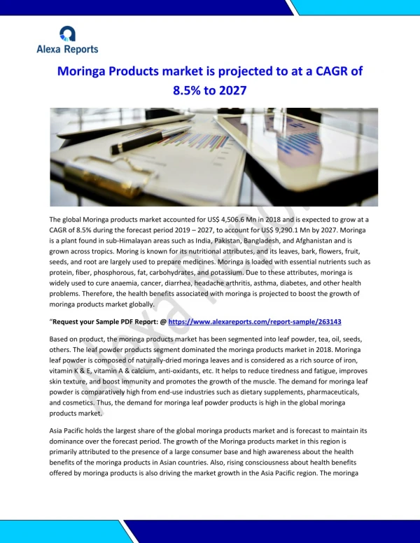 Moringa Products Market to 2027
