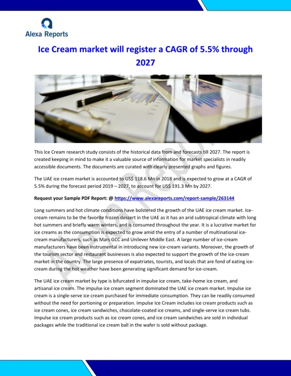 UAE Ice Cream Market to 2027 - Country Analysis and Forecasts by Product Type (Impulse Ice Cream, Take-Home Ice Cream, a