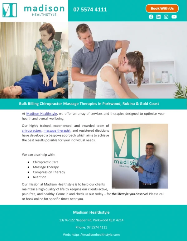 Bulk Billing Chiropractor Massage Therapies in Parkwood, Robina & Gold Coast