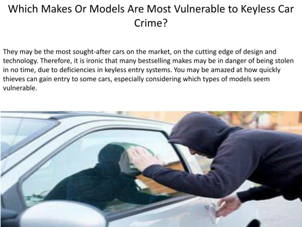 Which Makes Or Models Are Most Vulnerable to Keyless Car Crime?