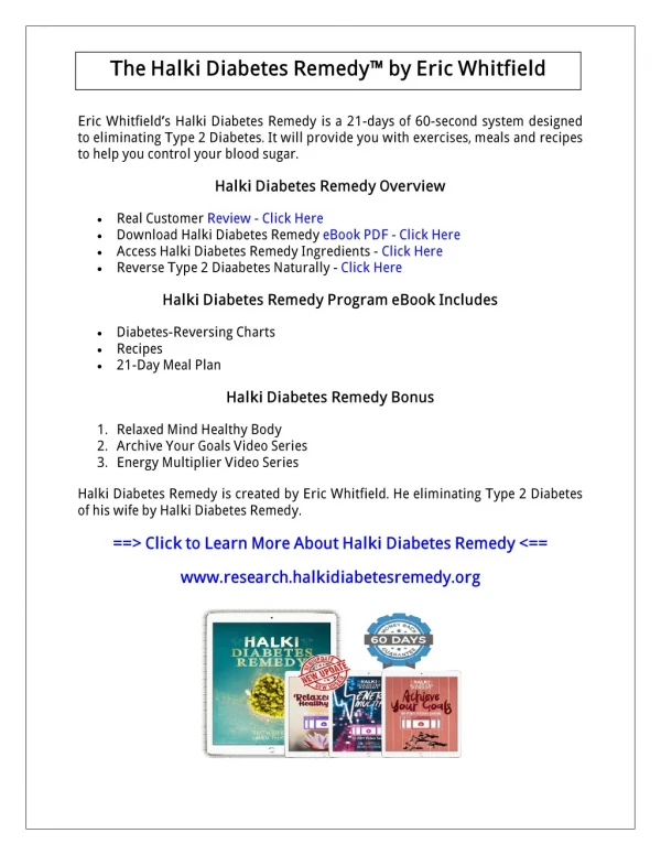 (PDF) Halki Diabetes Remedy Book PDF: Eric Whitfield Diabetes PDF Free Download