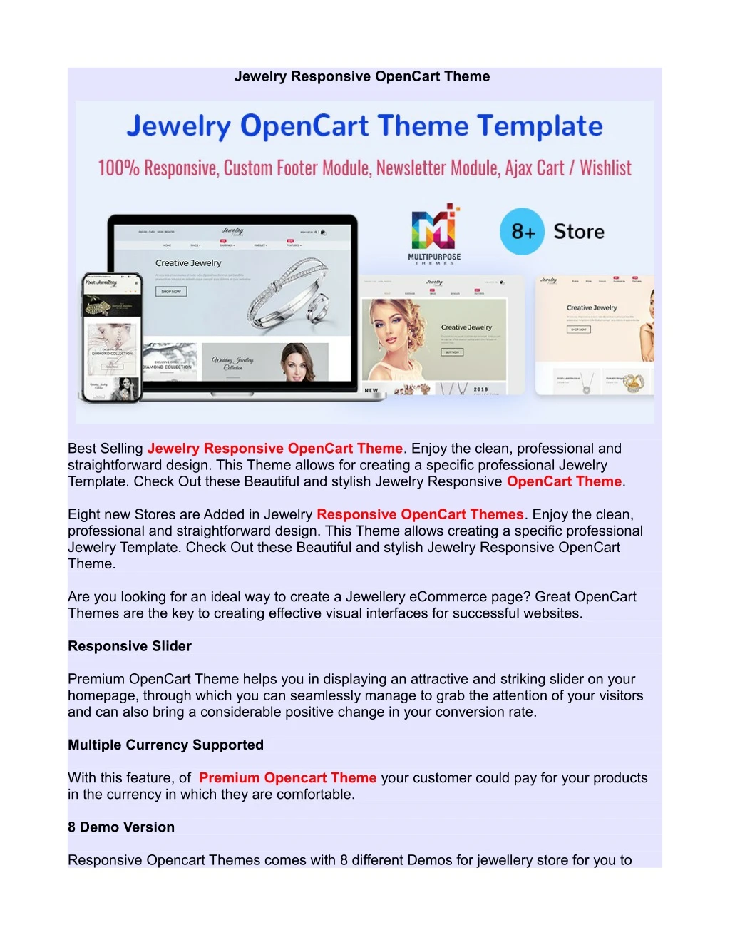 jewelry responsive opencart theme