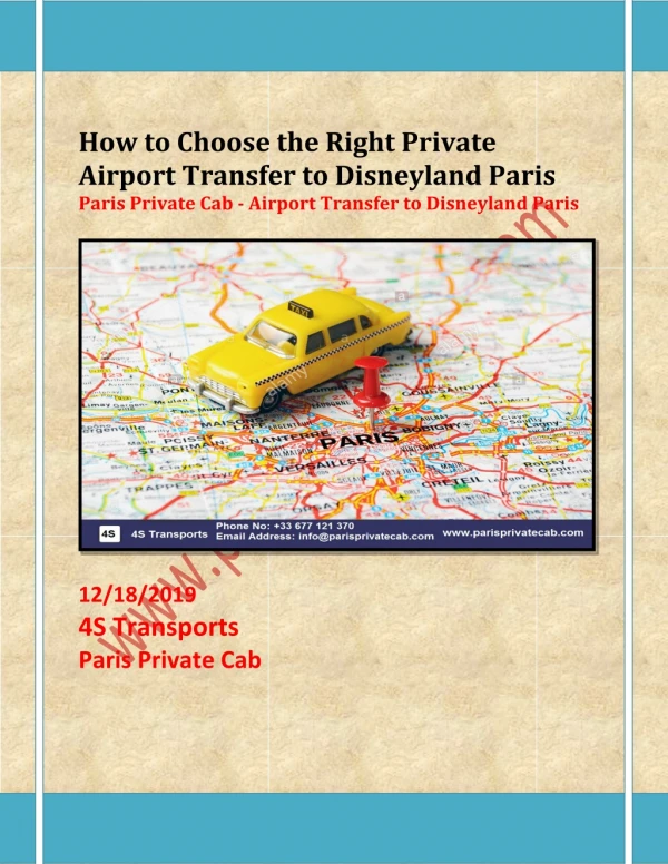 Paris Private Cab - Airport Transfer to Disneyland Paris