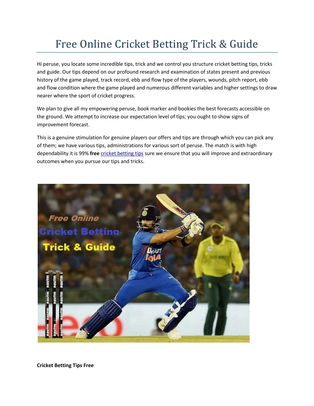 free online cricket betting trick guide