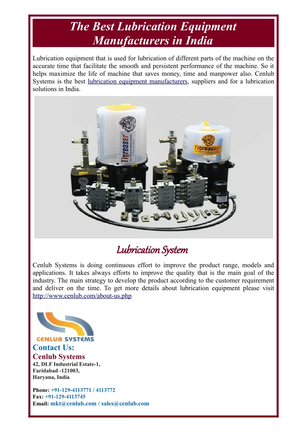 the best lubrication equipment manufacturers