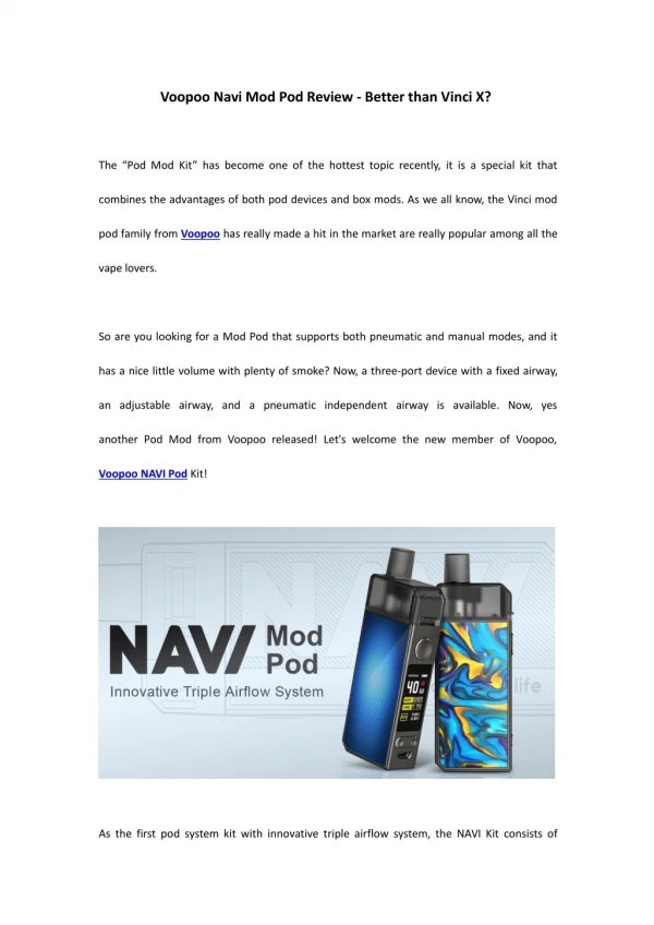 voopoo navi mod pod review better than vinci x