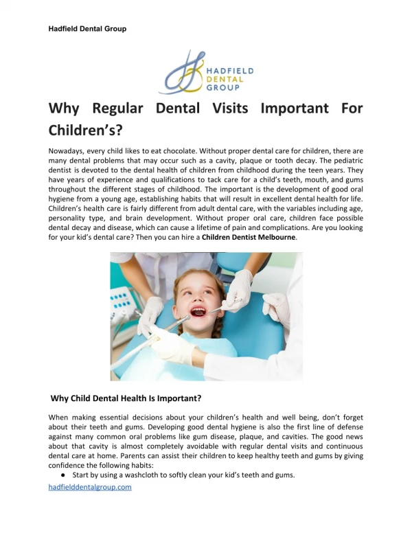 Why Regular Dental Visits Important For Childrens