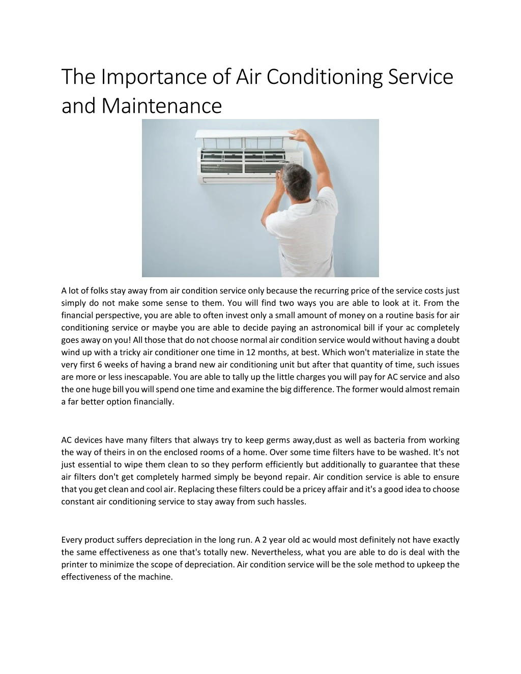 the importance of air conditioning service