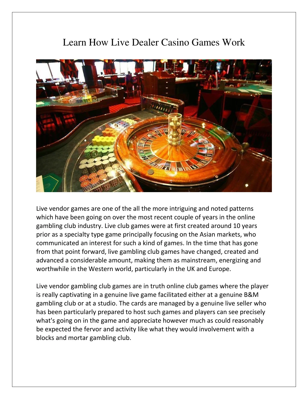 learn how live dealer casino games work