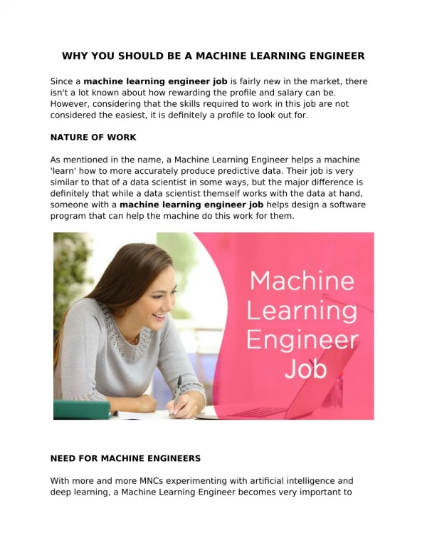 Get Machine Learning Engineer Job by Employdeploy