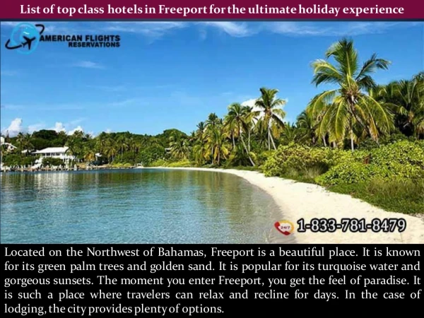 List of top class hotels in Freeport for the ultimate holiday experience