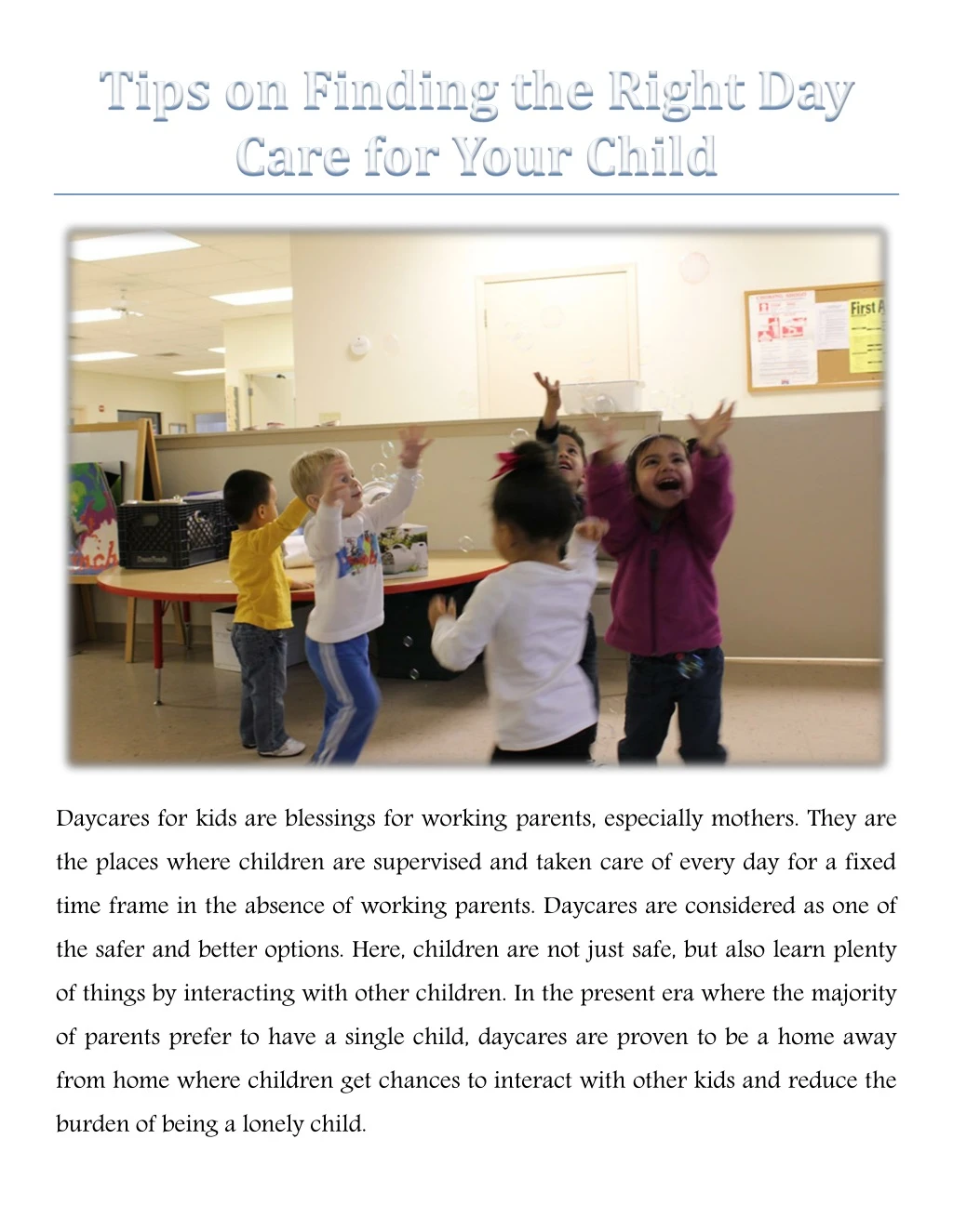 daycares for kids are blessings for working