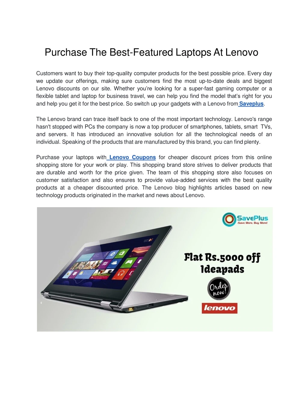 purchase the best featured laptops at lenovo