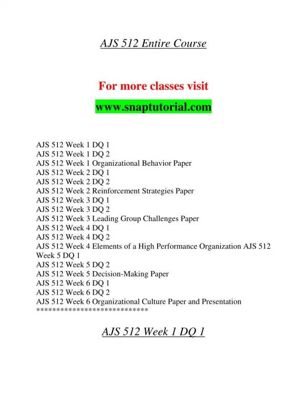 AJS 512 Education Redefined / snaptutorial.com