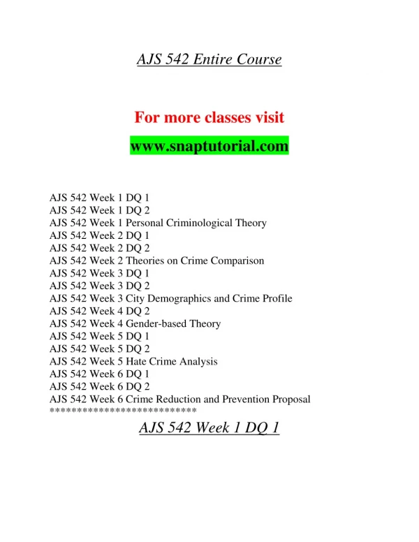AJS 542 Education Redefined / snaptutorial.com
