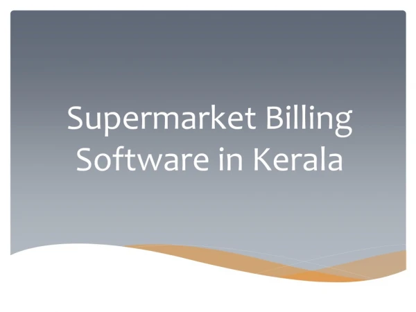 Supermarket Billing Software