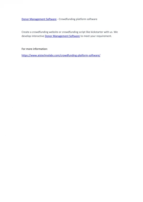 donor management software crowdfunding platform