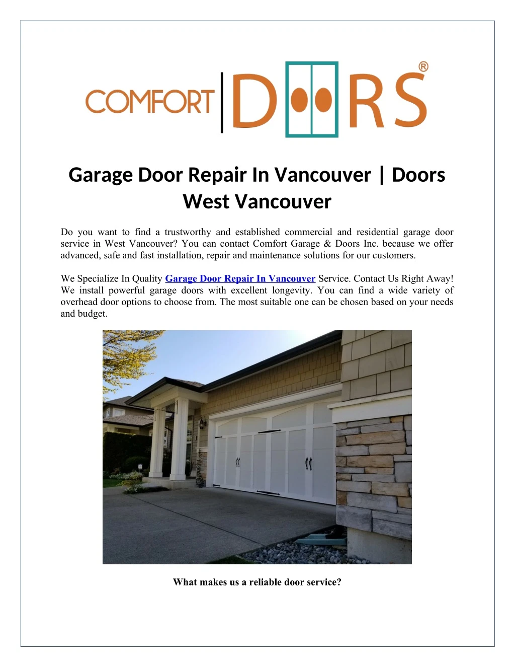 garage door repair in vancouver doors west