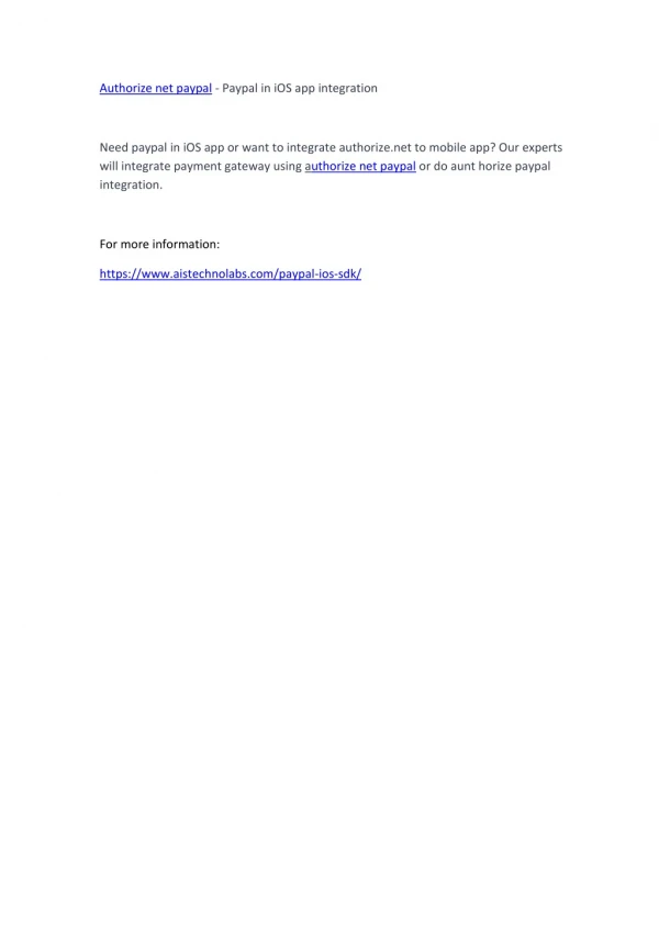 authorize net paypal paypal in ios app integration
