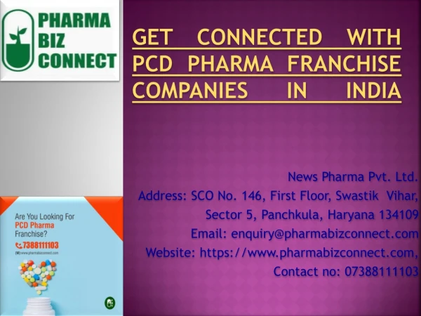 Get Connected with PCD Pharma Franchise Companies in India