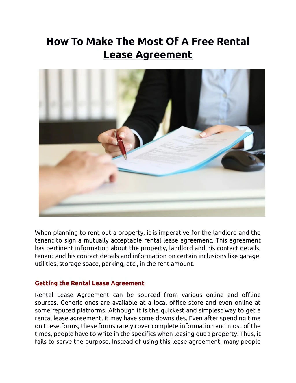 how to make the most of a free rental lease
