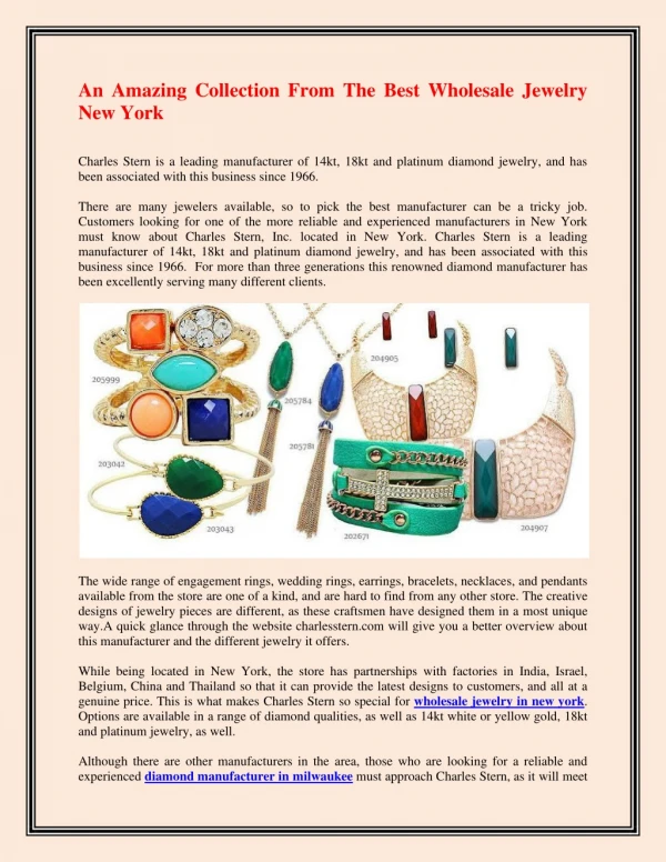 An Amazing Collection From The Best Wholesale Jewelry New York