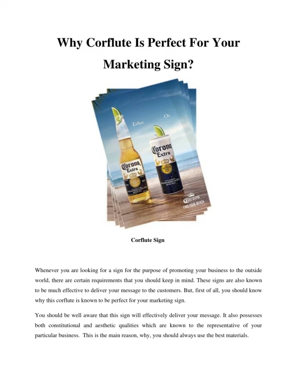 Why Corflute Is Perfect For Your Marketing Sign?