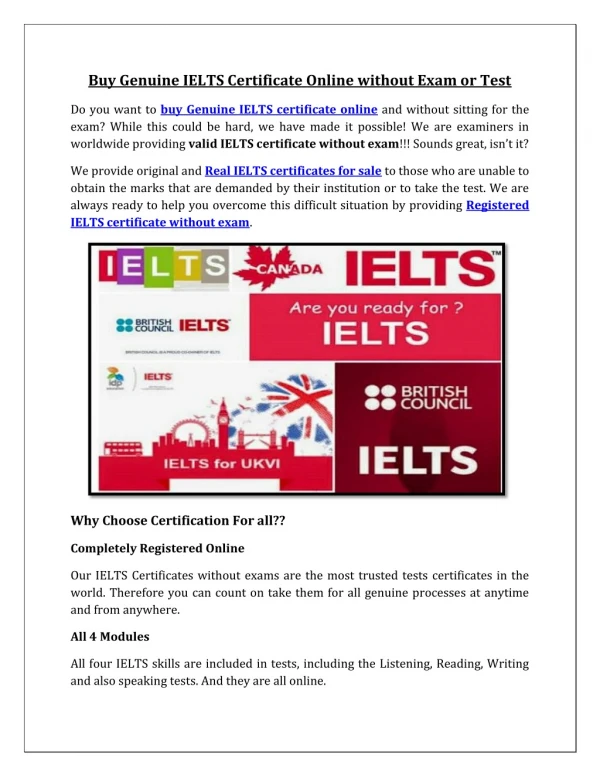 Buy Genuine IELTS Certificate Online without Exam or Test