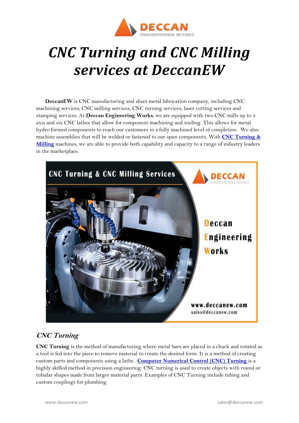 cnc turning and cnc milling services at deccanew