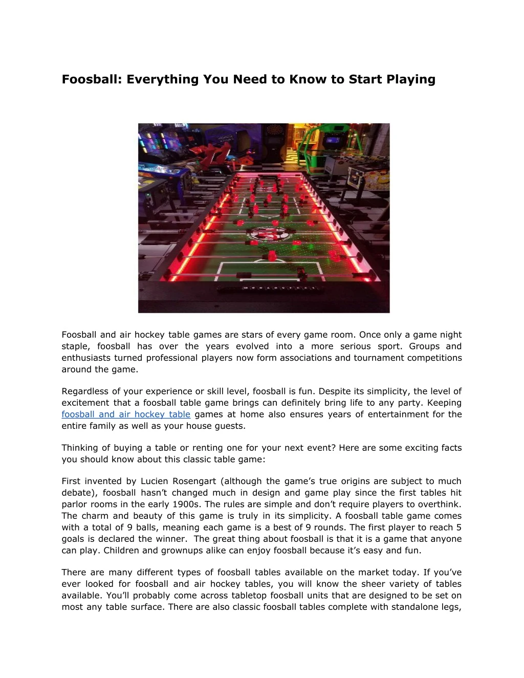 foosball everything you need to know to start