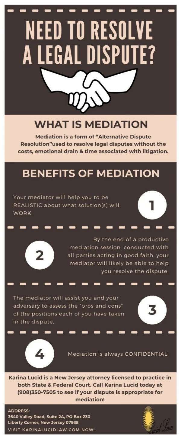 Mediation Lawyer Liberty Corner New Jersey | Karina Lucid Law