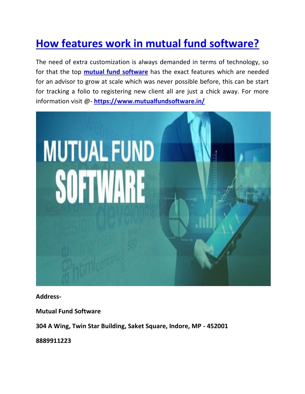 how features work in mutual fund software