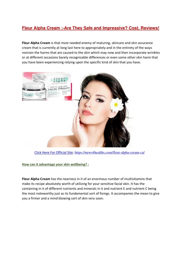 Fleur Alpha Cream :-Are They Safe and Impressive? Cost, Reviews!