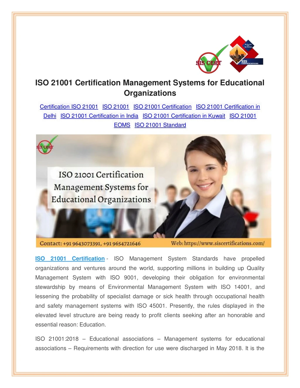 iso 21001 certification management systems