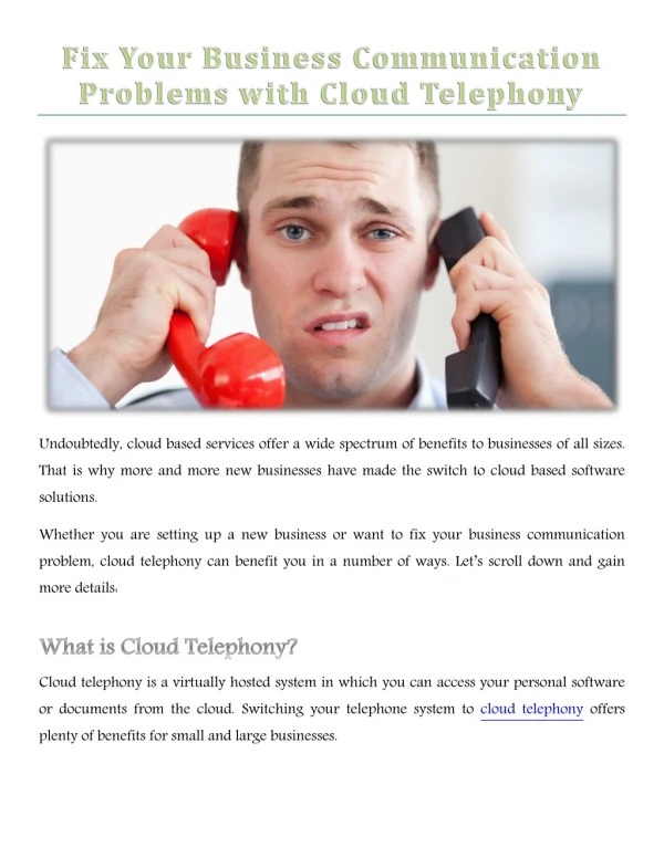 Fix Your Business Communication Problems with Cloud Telephony