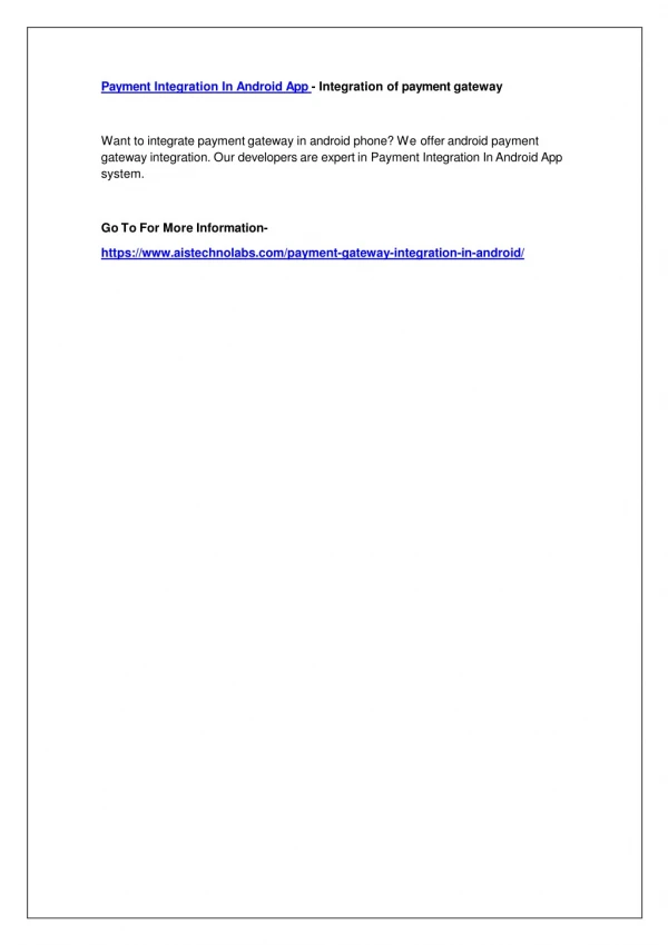 payment integration in android app integration