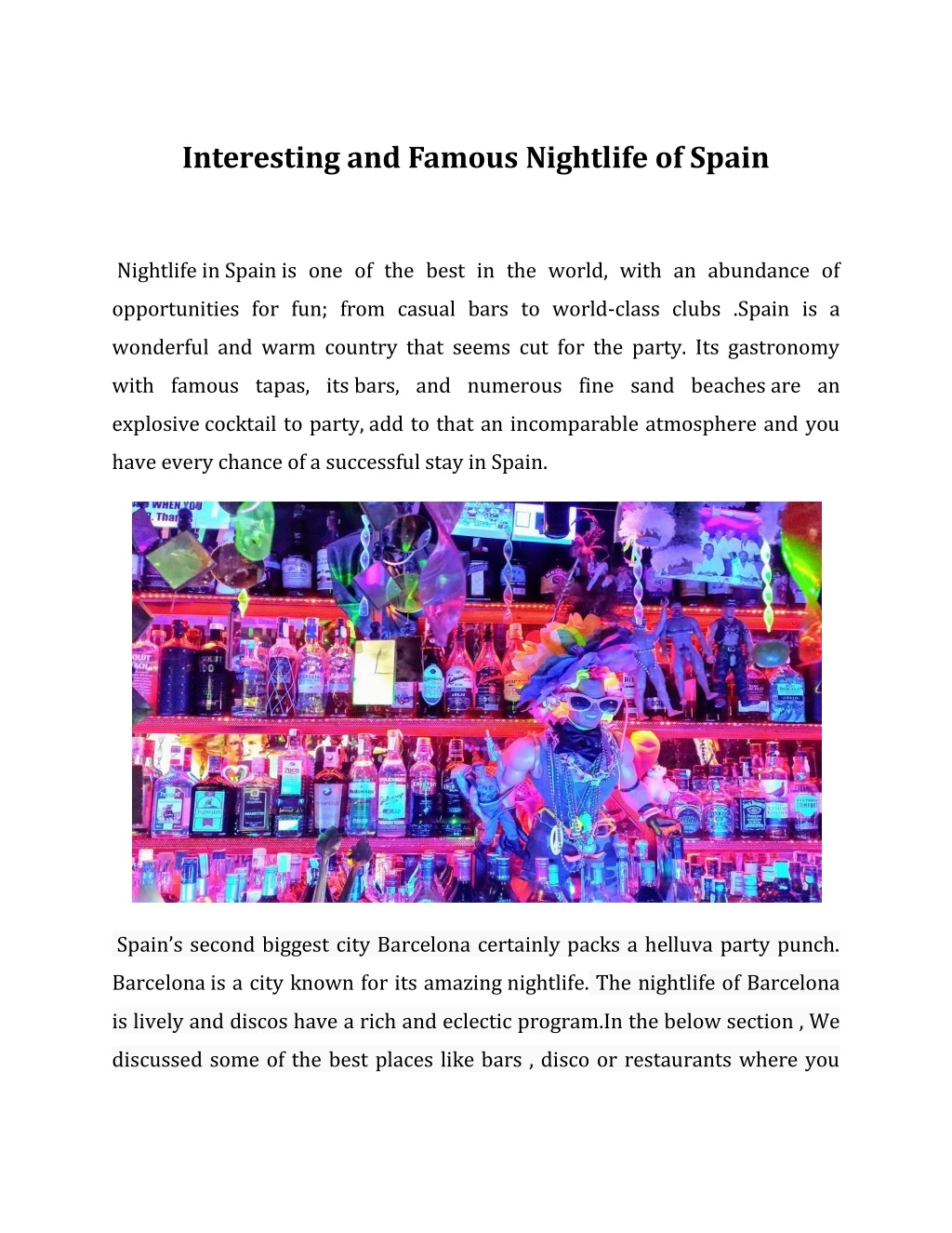 interesting and famous nightlife of spain