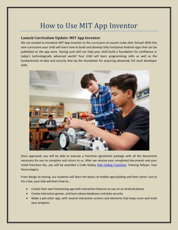 how to use mit app inventor
