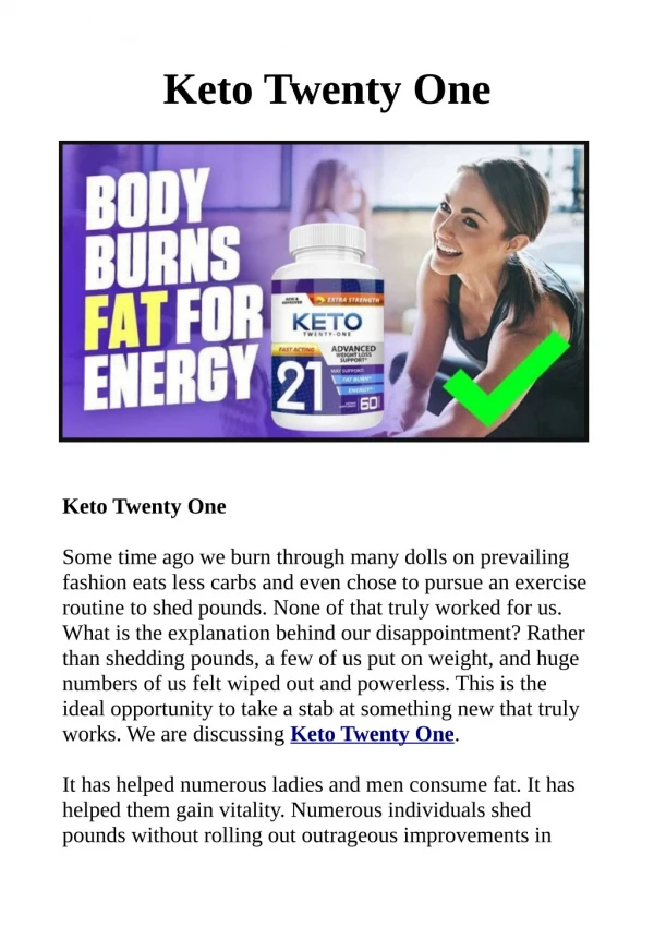 Keto Twenty One-Diet Pill Reviews,Cost and Side Effect