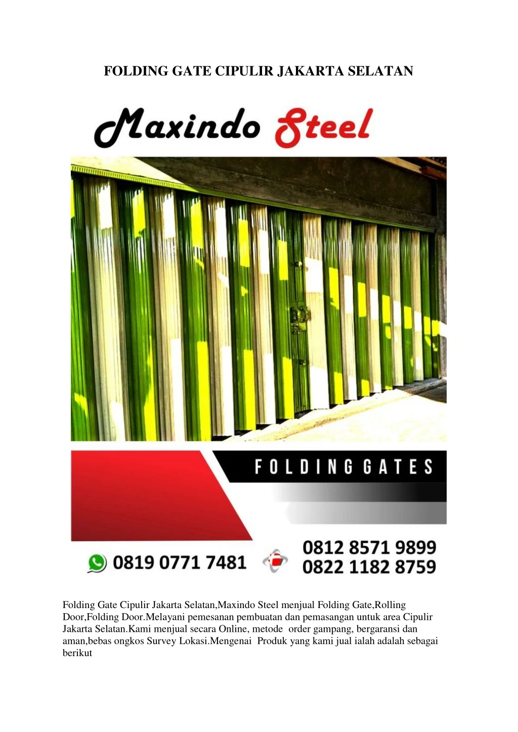 folding gate cipulir jakarta selatan