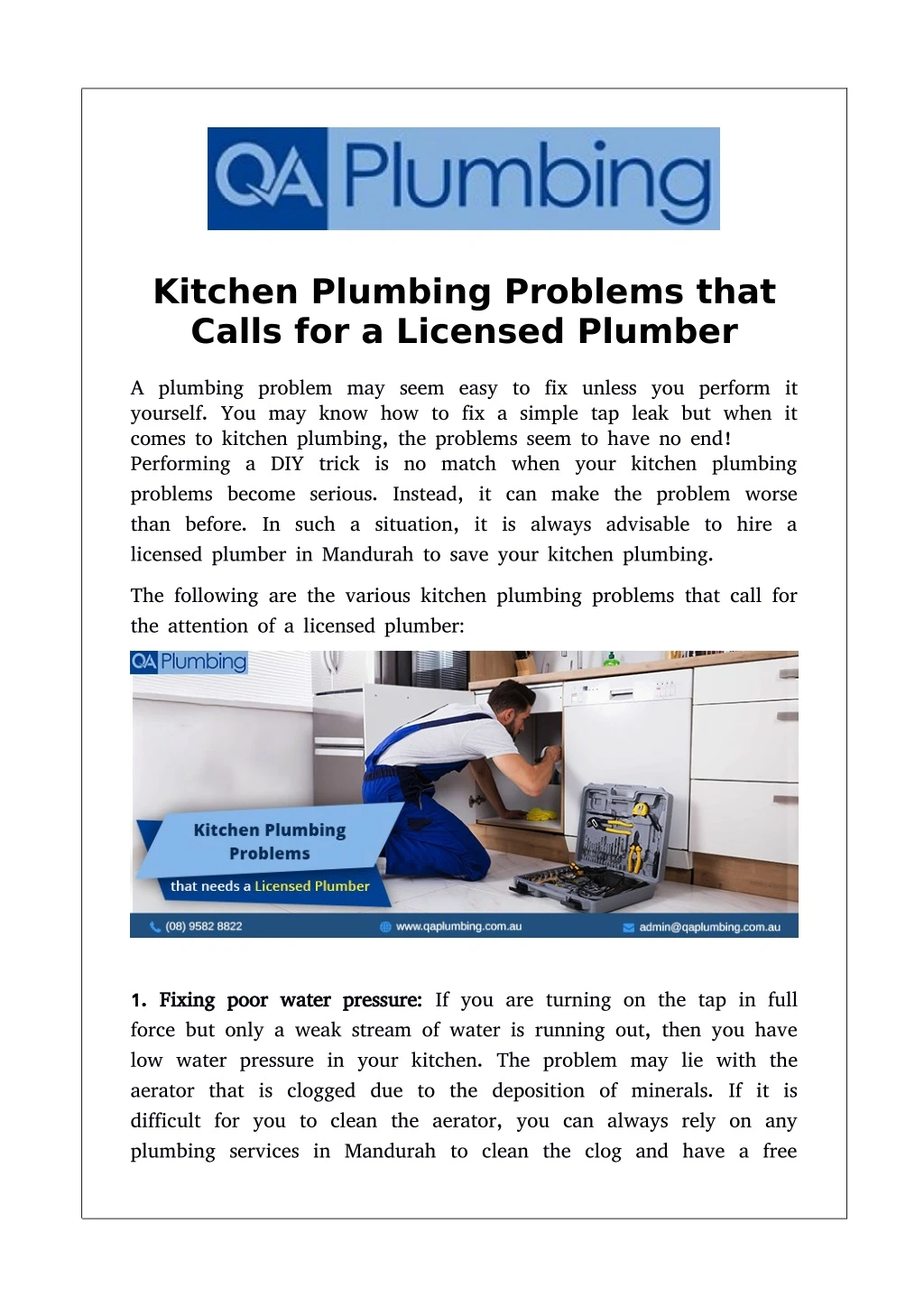 kitchen plumbing problems that calls