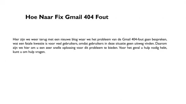 Hoe Naar Fix Gmail 404 Fout