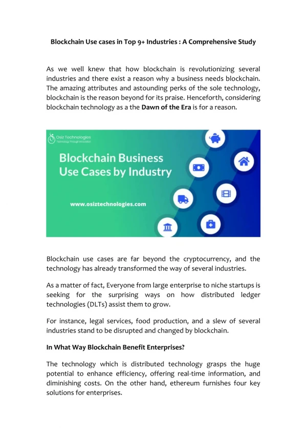 Blockchain Use Cases in Industries | Blockchain In Industries