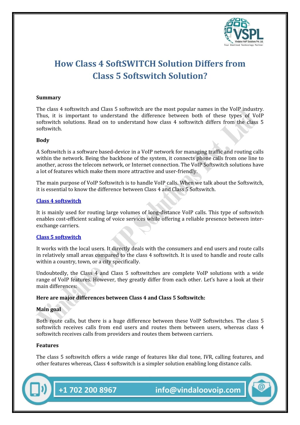 how class 4 softswitch solution differs from