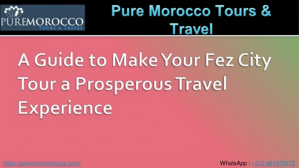 A Guide to Make Your Fez City Tour a Prosperous Travel Experience