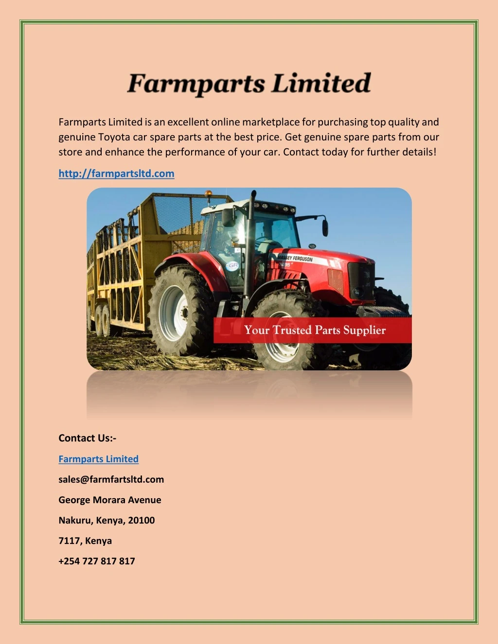 farmparts limited is an excellent online