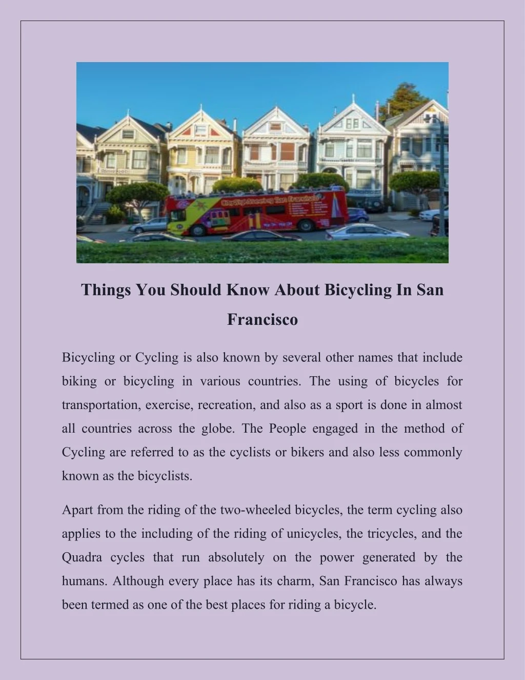 things you should know about bicycling in san